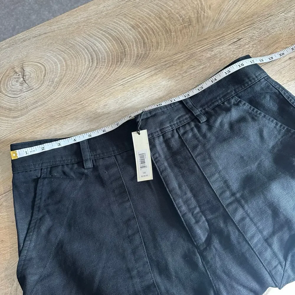 Banana Republic Mya Cotton Linen Cargo Pant Black 14 882900